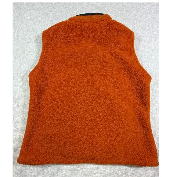 LL Bean Women’s XL Orange Black Zip Front Sherpa Fleece Outdoor Vest Warm - Picture 2 of 7